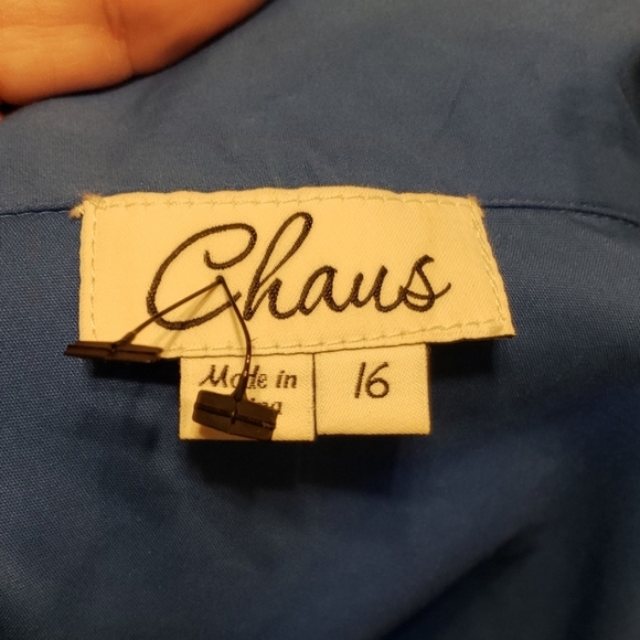 Chaus blue dress shirt convertible sleeve - Picture 5 of 5